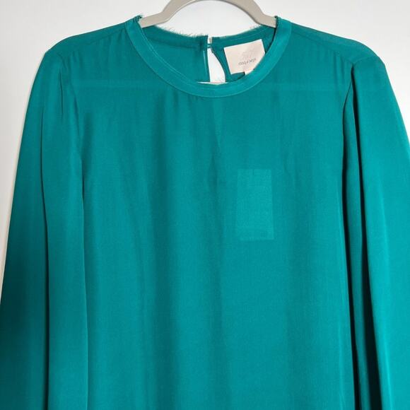 NWT cinq a sept Henri Top SIZE M Gulf Blue Green Silk Semi Sheer Blouse NEW - Picture 6 of 12